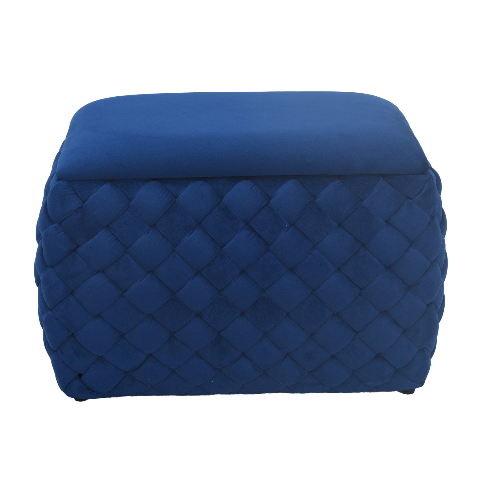 Plumeo Velvet Storage Ottoman | Dark Blue