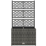 Garden Rattan Planter With Trellis Mixed Grey