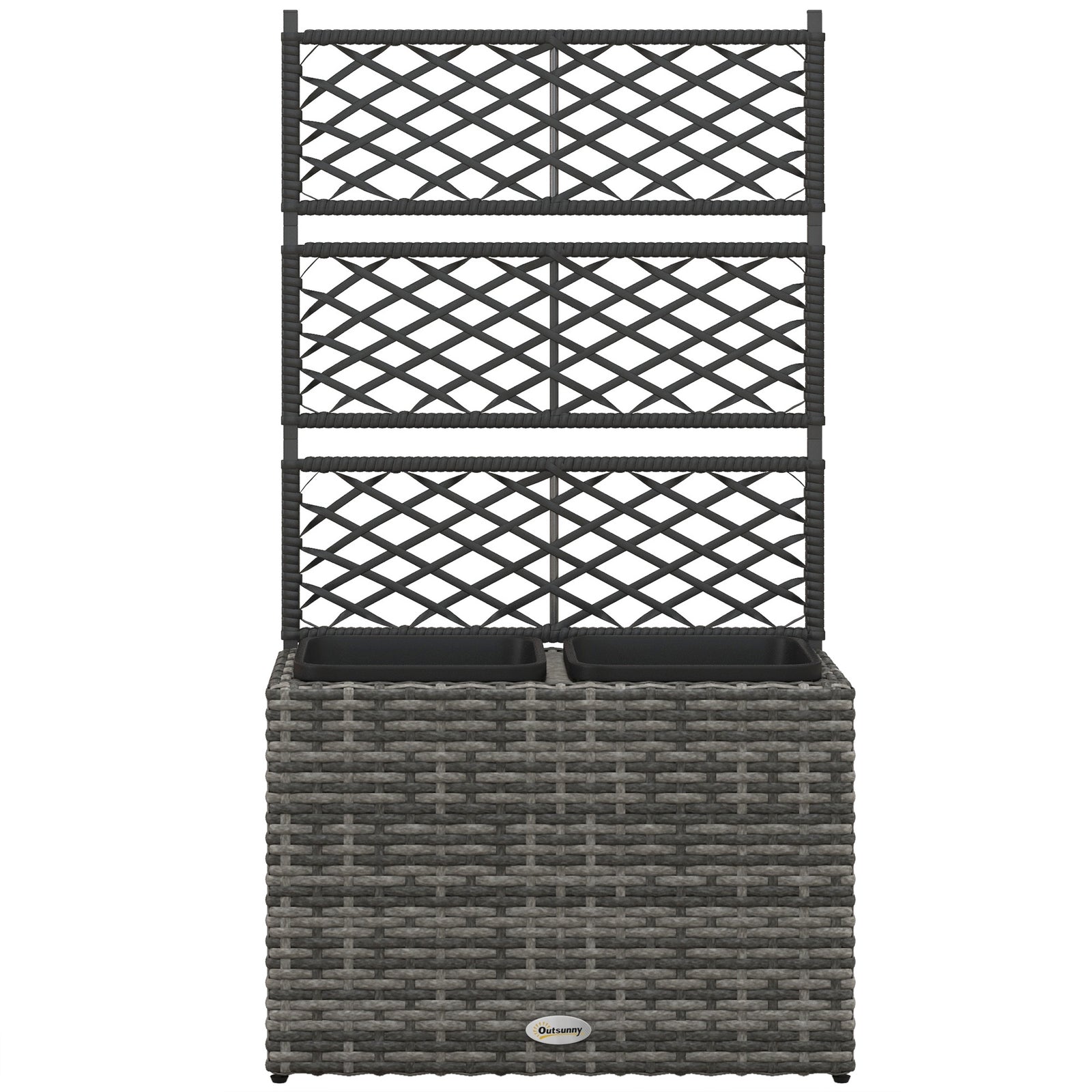 Garden Rattan Planter With Trellis Mixed Grey