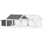 Wooden Chicken Run With Nesting Box, Openable Roof, For 4-8 Chickens | White