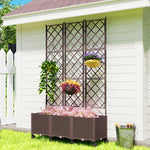 Outsunny Plastic Raised Planter With Trellis And Self Watering Design