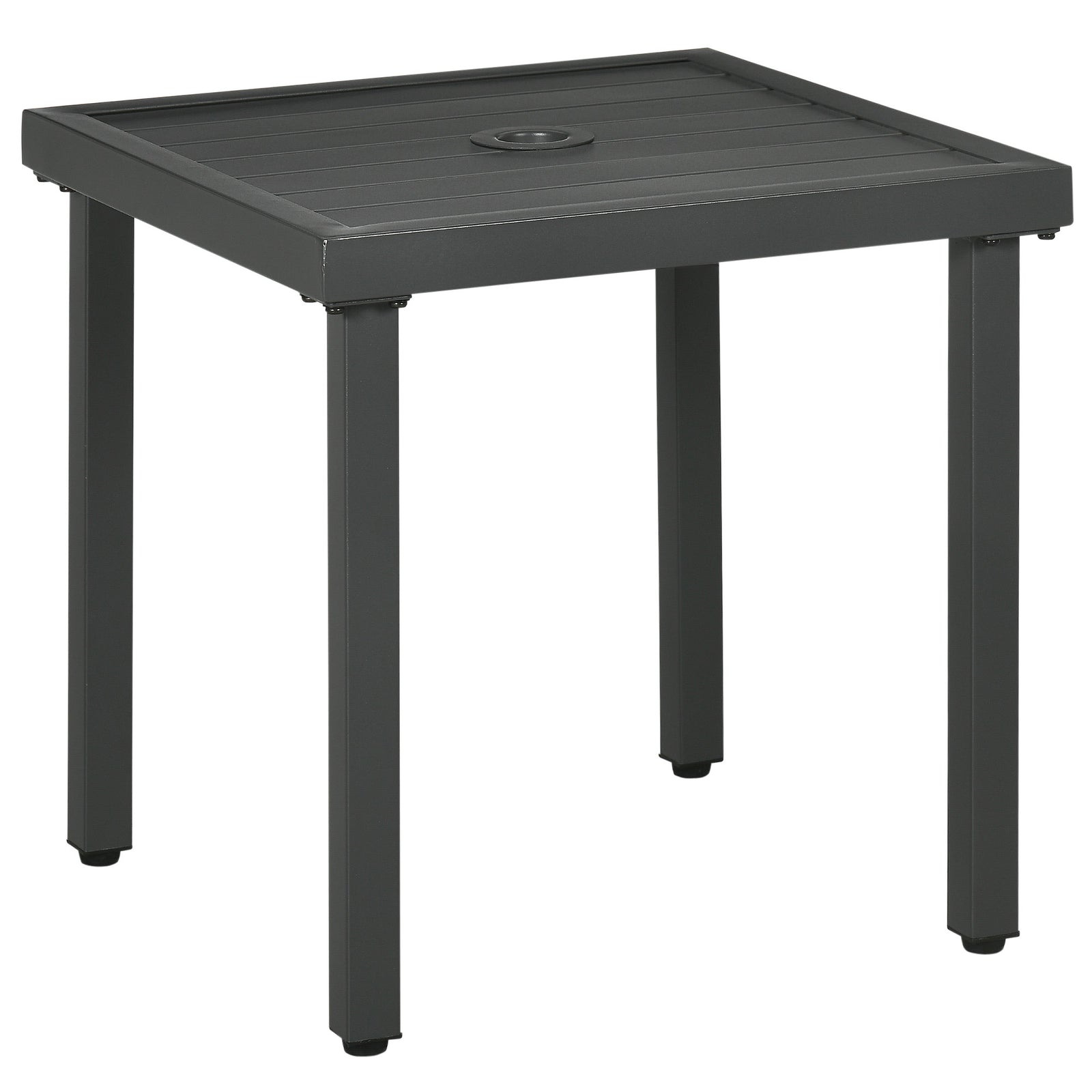 Patio End Table With Umbrella Hole And Steel Frame