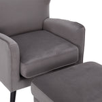 Velvet Upholstered Leisure Chair With Footstool – Accent Armchair With Wooden Frame | Grey