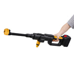 21v Cordless Handheld Pressure Washer With 2 Batteries, 5m Hose, 6-in-1 Nozzle & Foam Cannon, Portable Car And Garden Cleaner | Yellow & Black