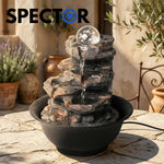 Spector Water Feature Tabletop Fountain With Glass Ball Led Resin Brown