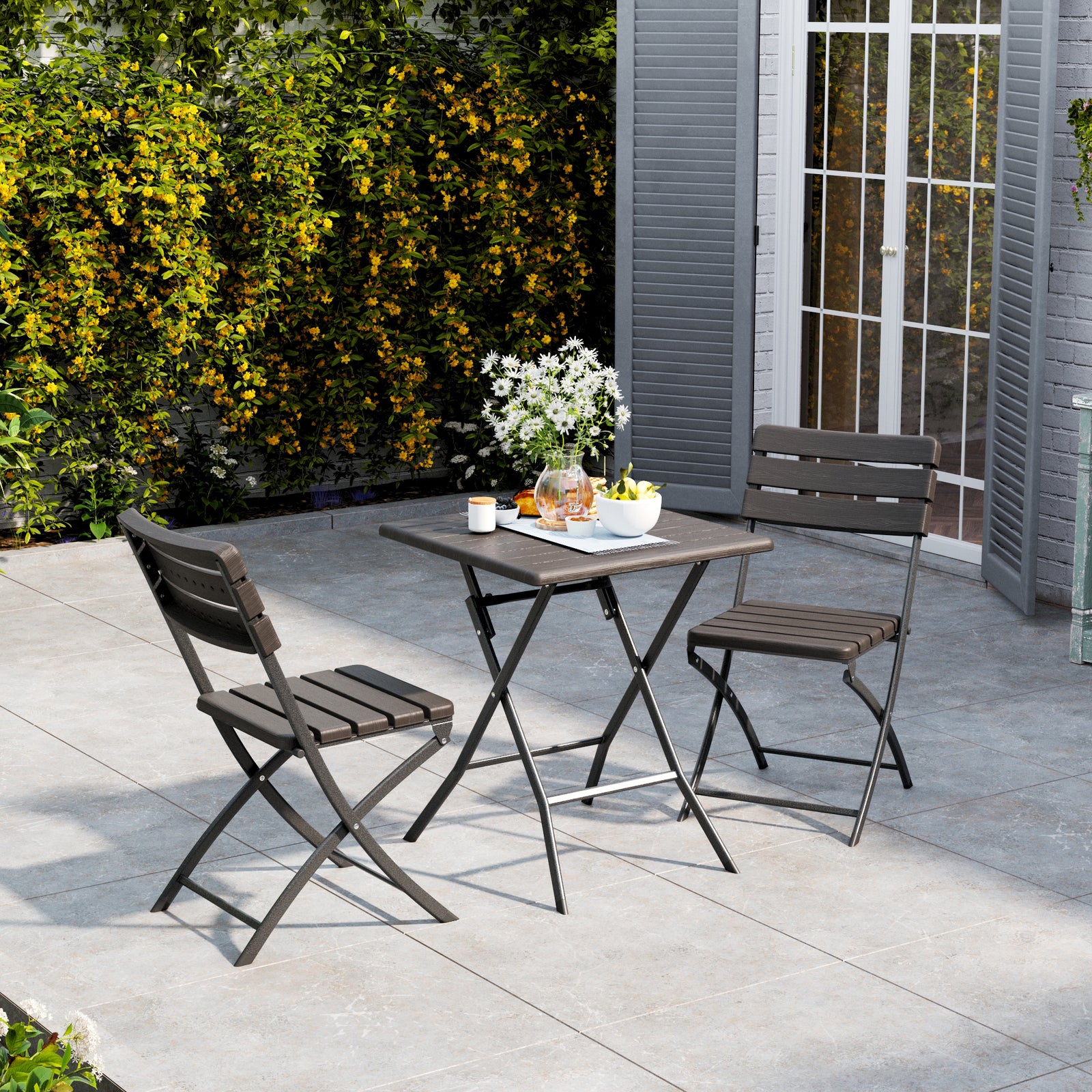 3-piece Plastic Outdoor Folding Table And Chairs Set