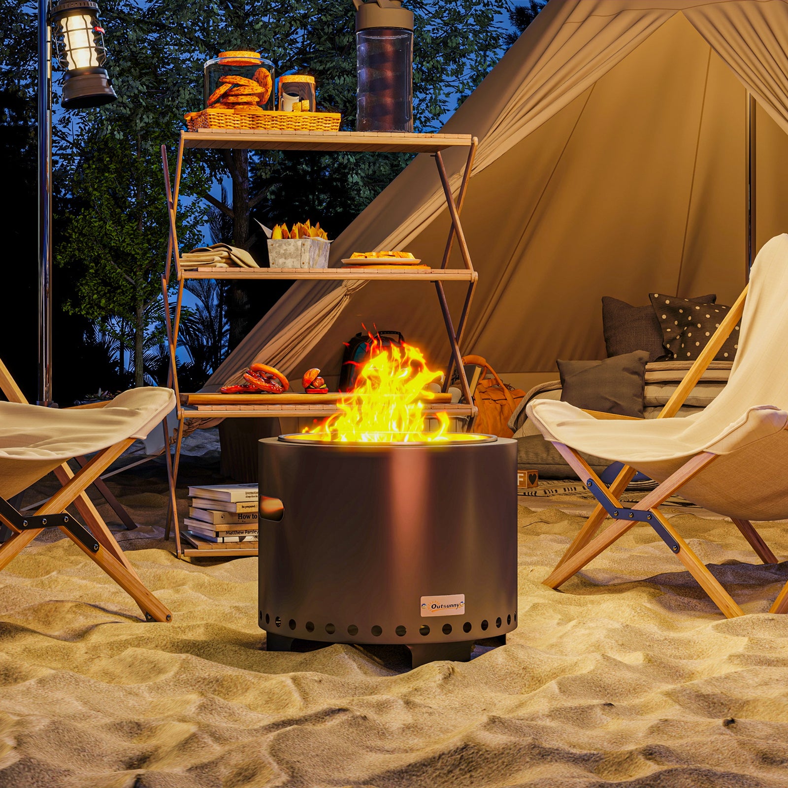 45cm Smokeless Wood Burning Firepit Metal Fire Pit