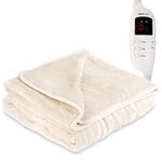 Heated Electric Throw 9h Timer 9 Heat Setting Fleece Blanket | Single | Beige