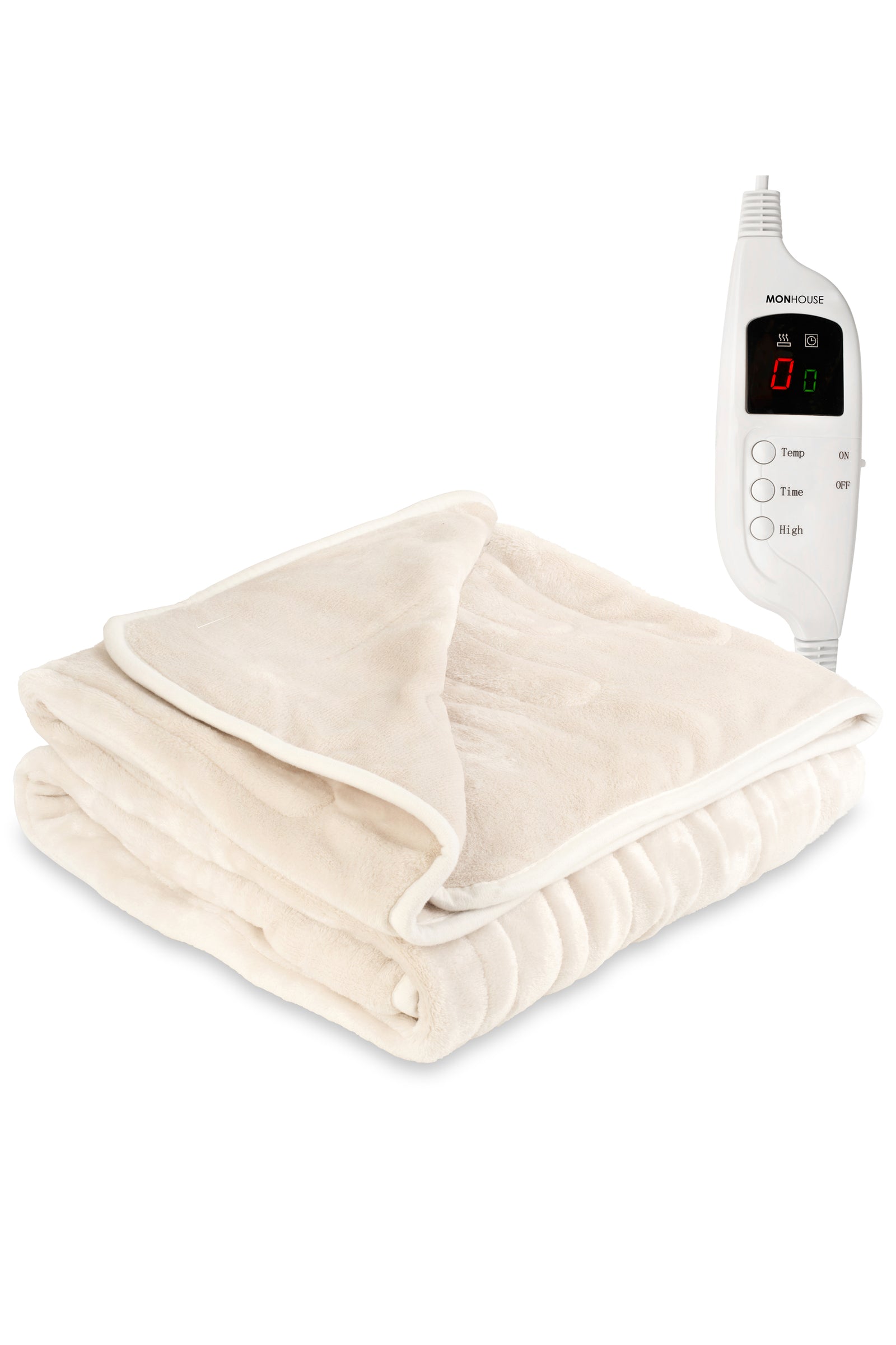 Heated Electric Throw 9h Timer 9 Heat Setting Fleece Blanket | Single | Beige