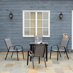 Set Of 4 Garden Dining Chair Set Outdoor W/ Back Armrest | Dark Gray