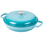 Shallow Cast Iron Casserole Pot With Lid  - 30cm , 3.7-quart | Blue