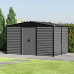 12 X 8ft Metal Storage Shed With Foundation, Double Sliding Doors & Vents, Weatherproof Outdoor Tool Shed For Garden Or Backyard