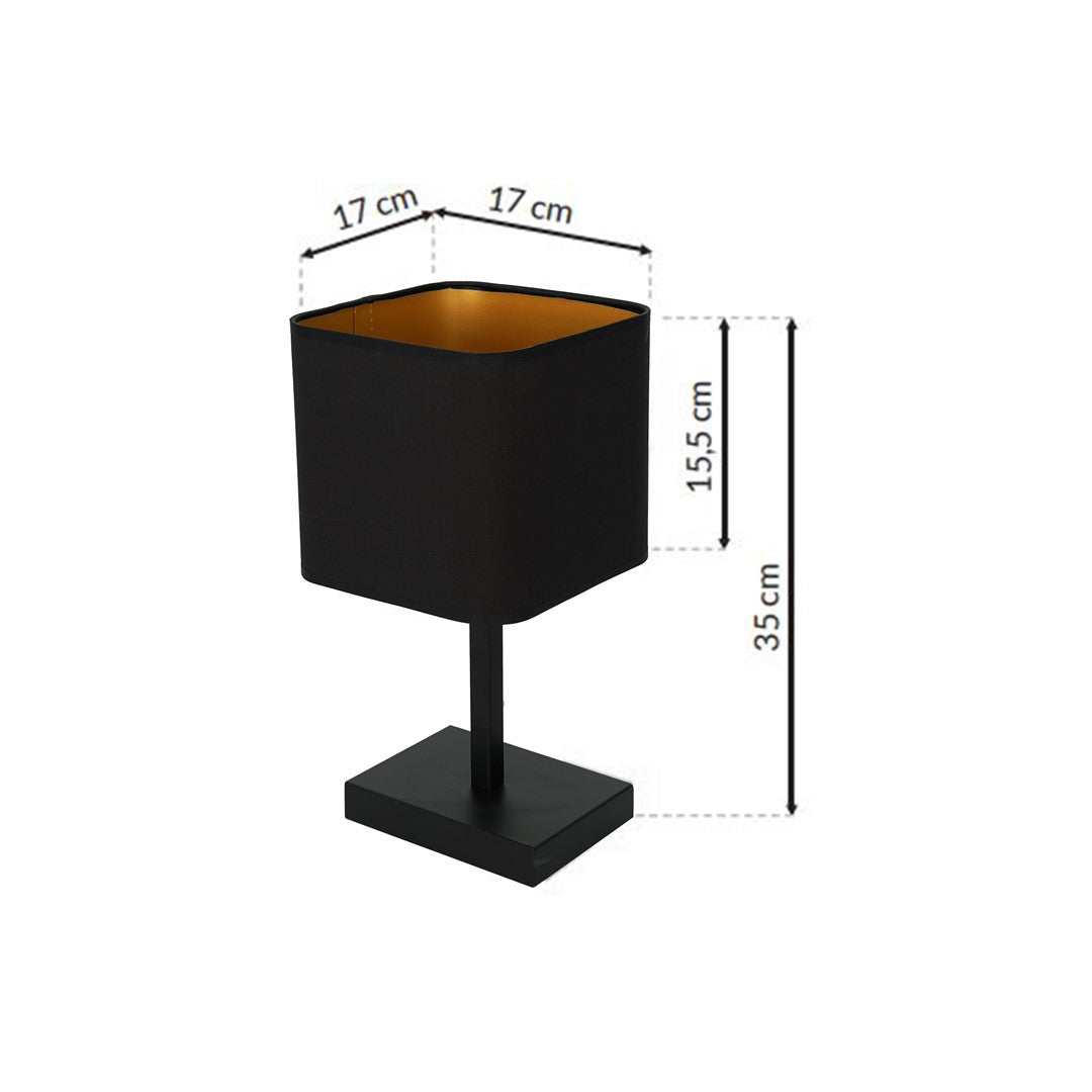 Napoli Table Lamp Matt Black And Gold Hand Made High Quality Metal And Fabric Construction