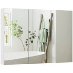 HOMCOM Bathroom Mirror Cabinet With 4 Adjustable Shelves, White