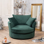 Havana Velvet Swivel Base Cuddle Chair | Green