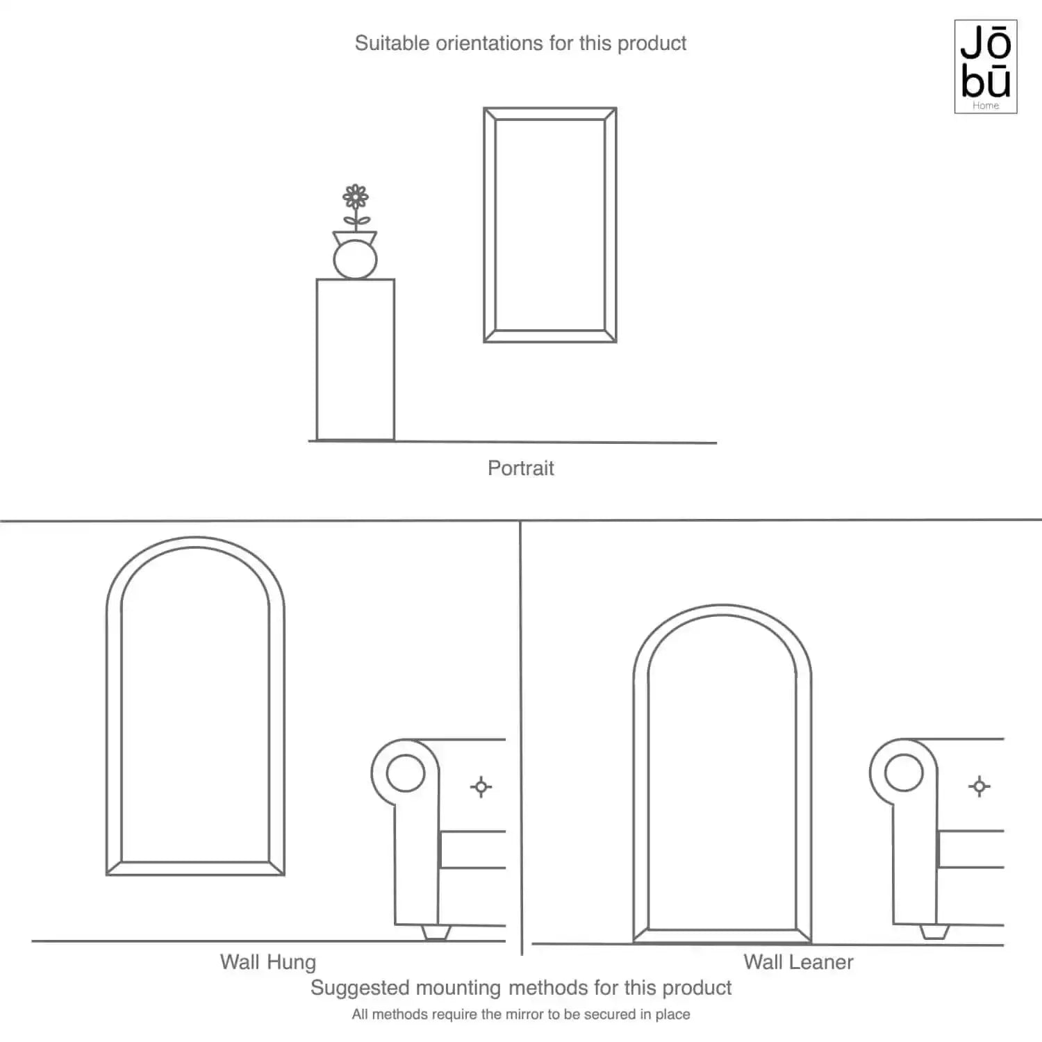 Mio - Metal Arched Window Mirror | 95cm x 120cm | Black & Gold