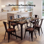 Dining Table 4-6 Seater Retro Kitchen Adjustable Foot For Home Walnut | Brown