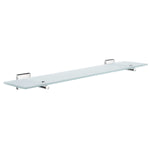 Bathroom Frosted Glass 60cm Shelf With Wall Mount Brackets | Polished Chrome