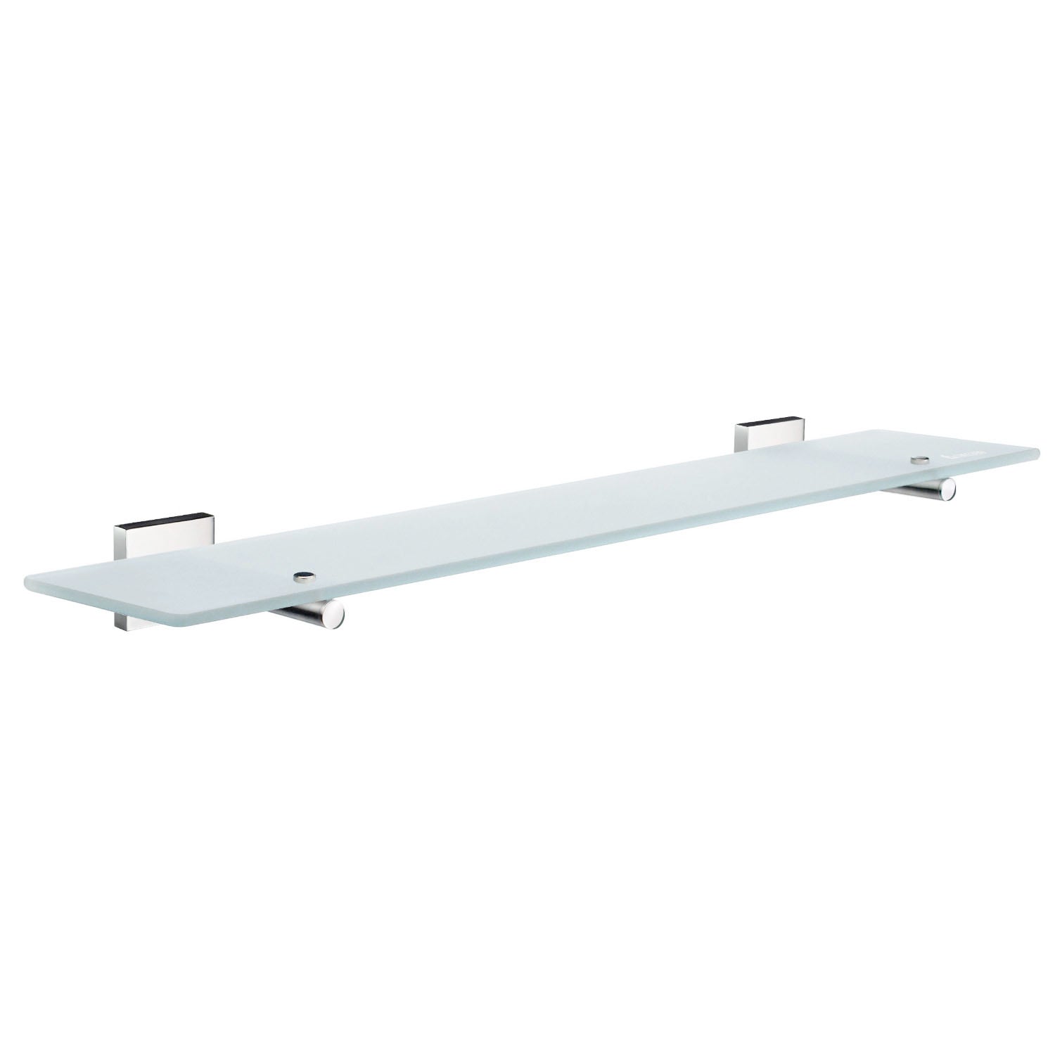 Bathroom Frosted Glass 60cm Shelf With Wall Mount Brackets | Polished Chrome
