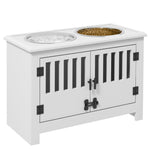 Raised Dog Bowls For Large Dogs Feeding Station W/ Stand, Storage | White