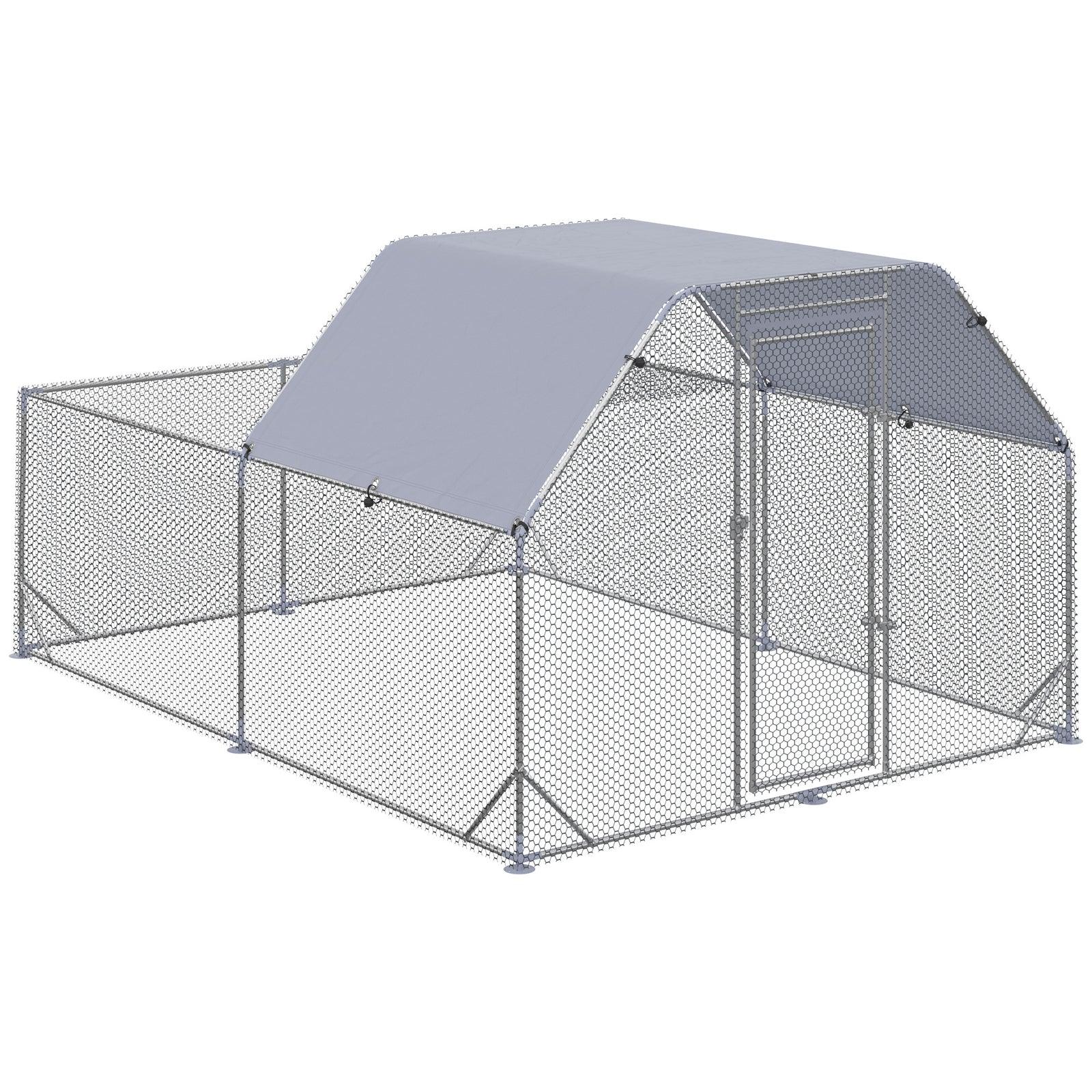 Pawhut Chicken Run W/ Roof, Walk In Chicken Coop For 10-12 Chickens, Hen House
