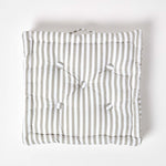 Cotton Thin Striped Floor Cushion | 50cm x 50cm | Light Grey