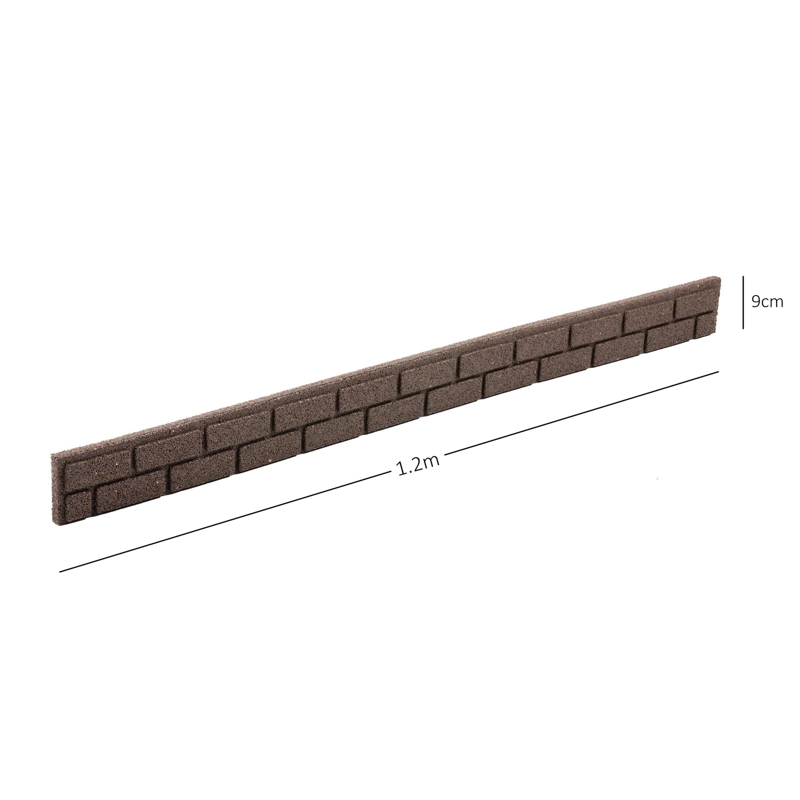 Recycled Rubber Brick Effect Garden Edging Border 1.2m | Set of 6 | Brown