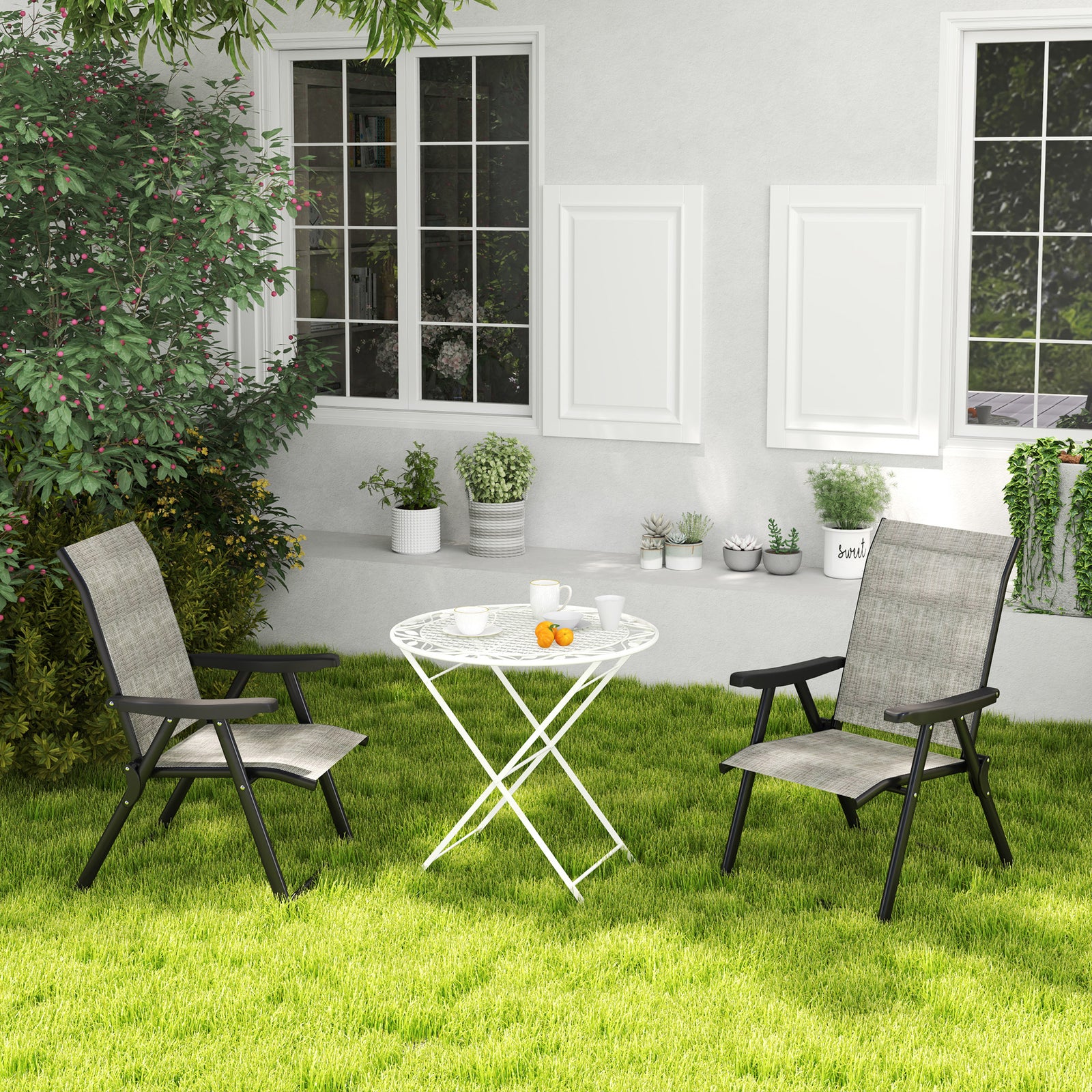 Folding Chair W/ Breathable Mesh Fabric Seat | Set-of-2