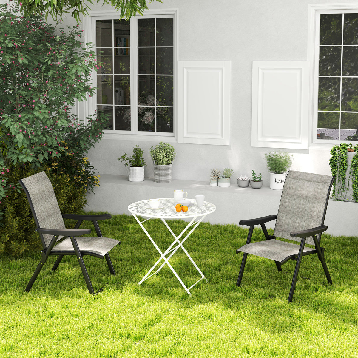 Folding Chair W/ Breathable Mesh Fabric Seat | Set of 2