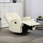 Manual Recliner Chair W/ Footrest Cup Holder | Cream