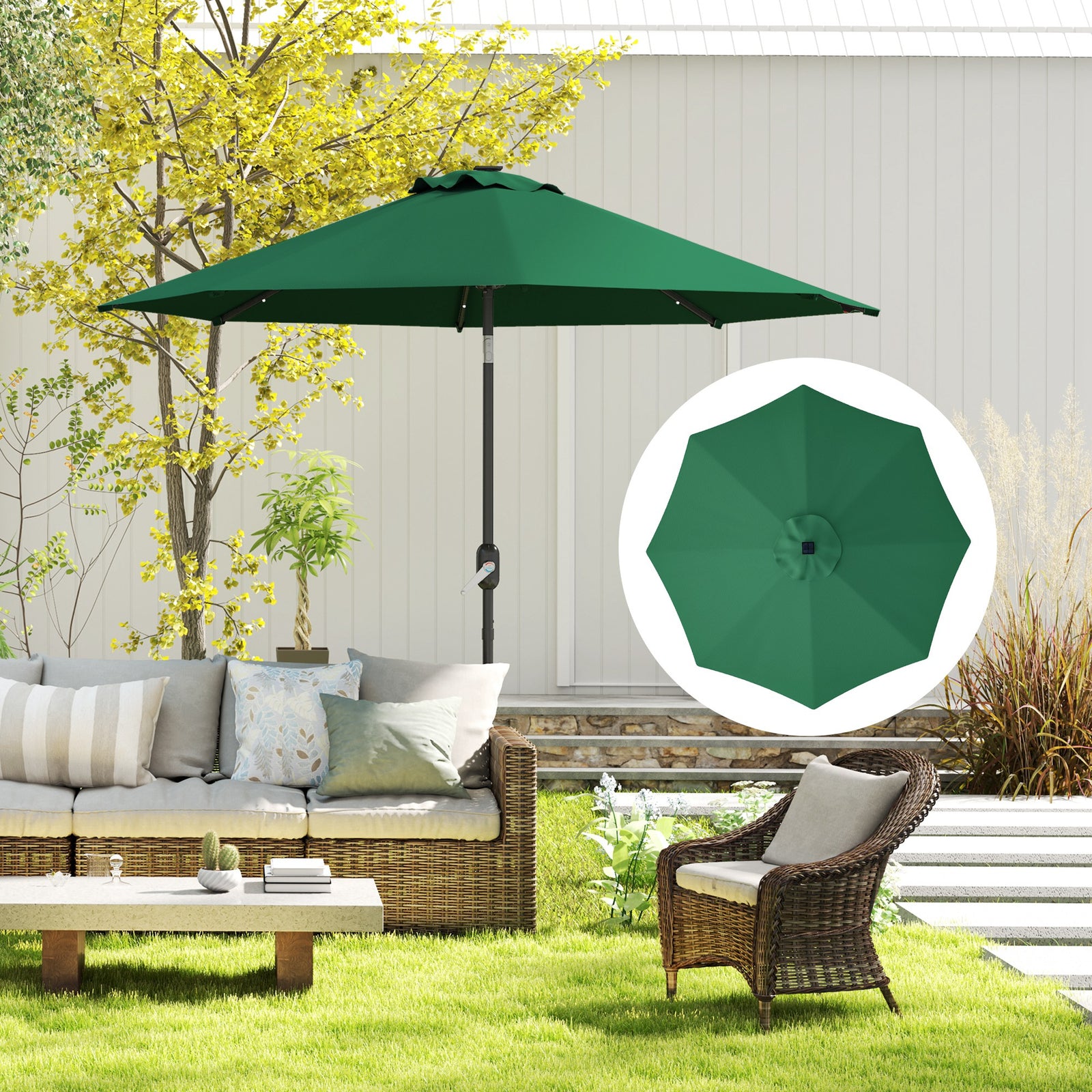 Upf 50+ Replacement Parasol Canopy Parasol Cover Replacement | Green