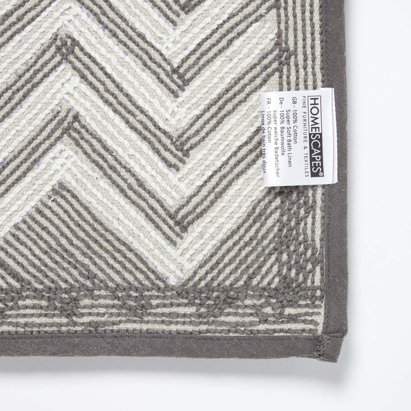 Chevron Pattern Cotton Bathmat | 50 x 80cm | Grey