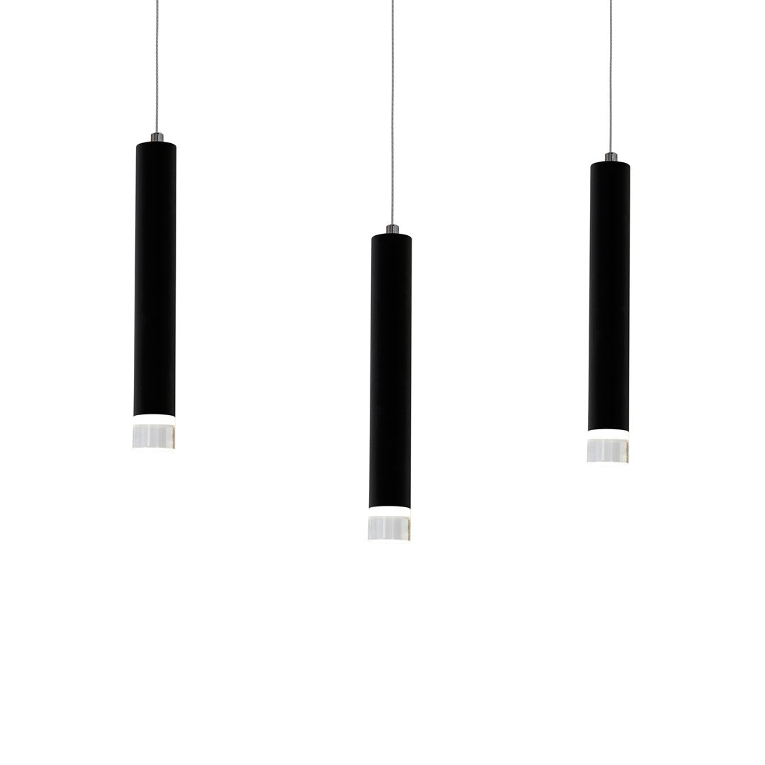 Carbon Black Led Pendant Lamp 3x5w Eye Catching Contemporary Cylindrical Lights With Built In Low Consumption Light Source