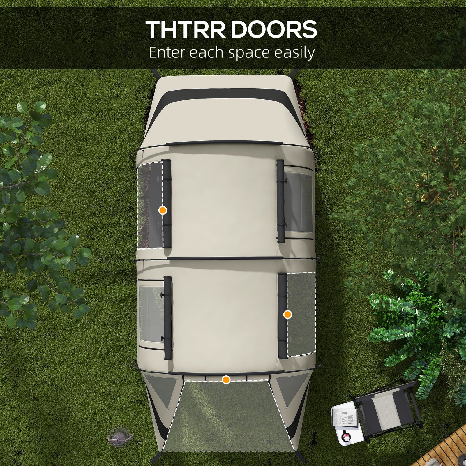 Blackout Camping Tent With Bedroom & Living Room For 4-5 | Khaki