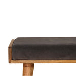 Solid Mango Wood Grey Velvet Tray Style Footstool