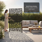 Metal Outdoor Privacy Screen 90cm X 180cm - Maze | 180cm x 90cm | Black