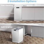 White Freestanding Dishwasher With 10 Place Settings & 6 Washing Programs