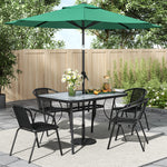 5 Pcs Garden Dining Set Coffee Table With Pe Rattan Chairs with Parasol Hole