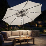 2.6 M Garden Parasol Umbrella With Light, Outdoor Patio Umbrella | Cream