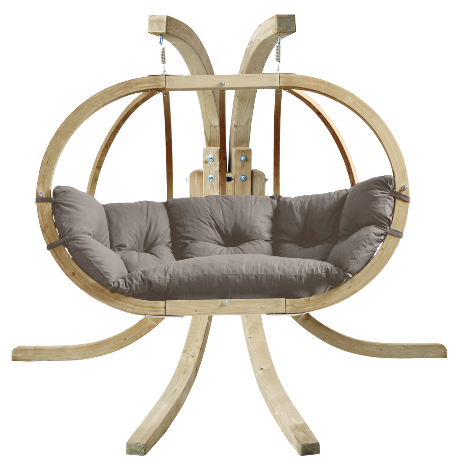 Globo Royal Double Seater Hanging Chair Set In Taupe | Double | Grey