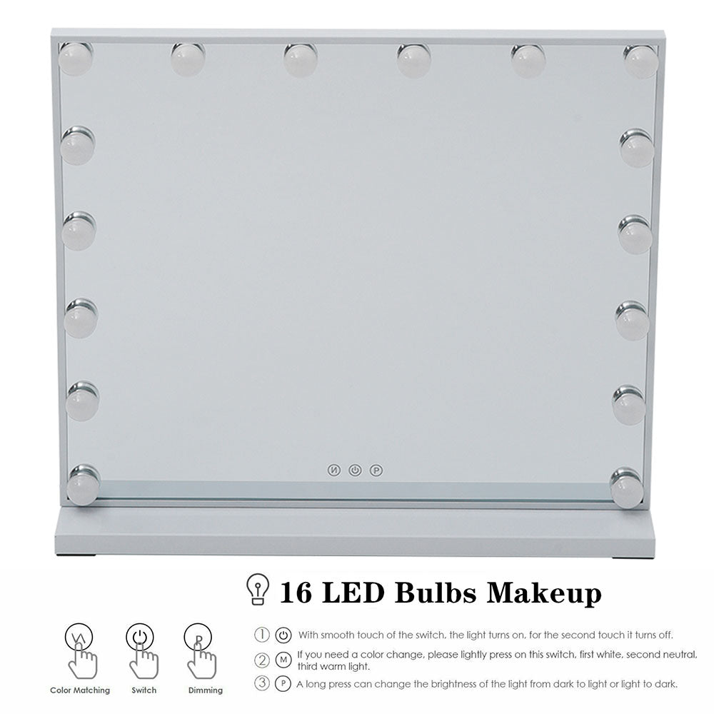 Metal Round Hollywood Vanity Mirror With Led Lights & Touch Screen Control