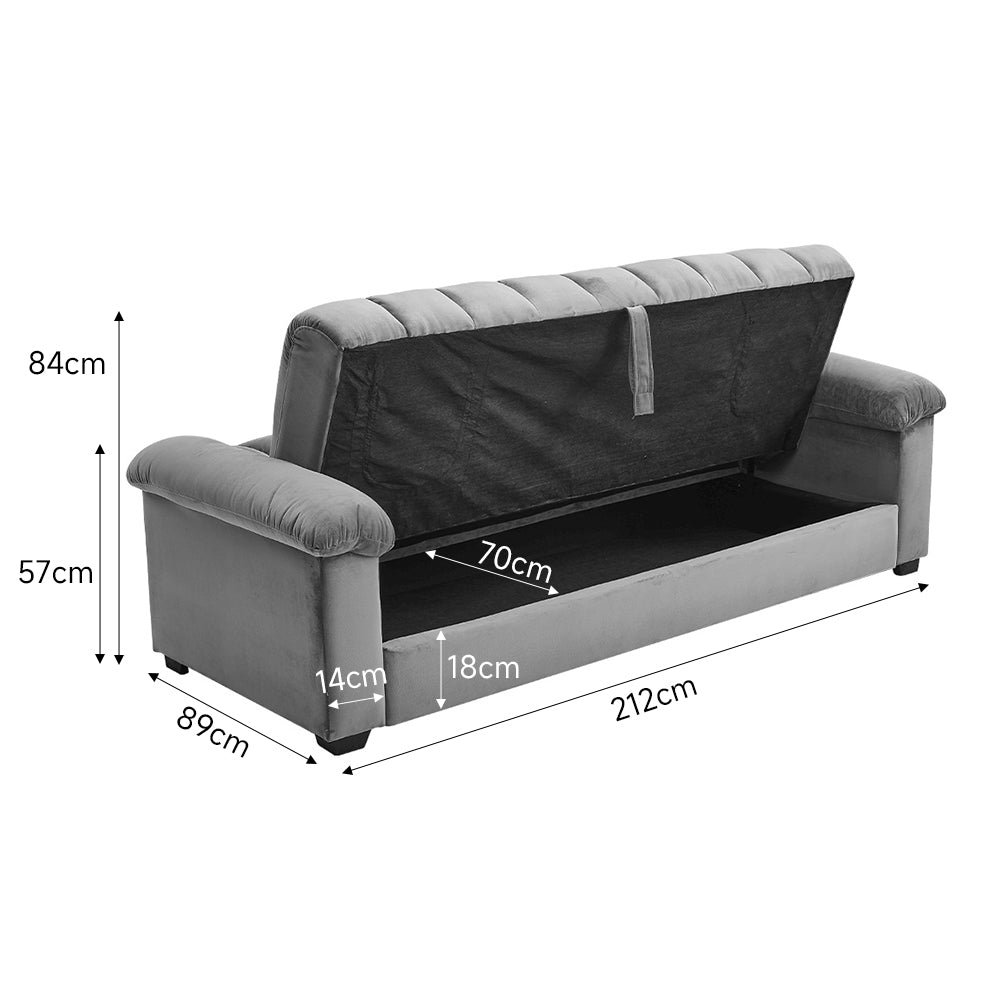 Grey Fabric Sofa Bed With Pillows – Convertible Sleeper Sofa, Super Comfortable Upholstered & Wood Frame