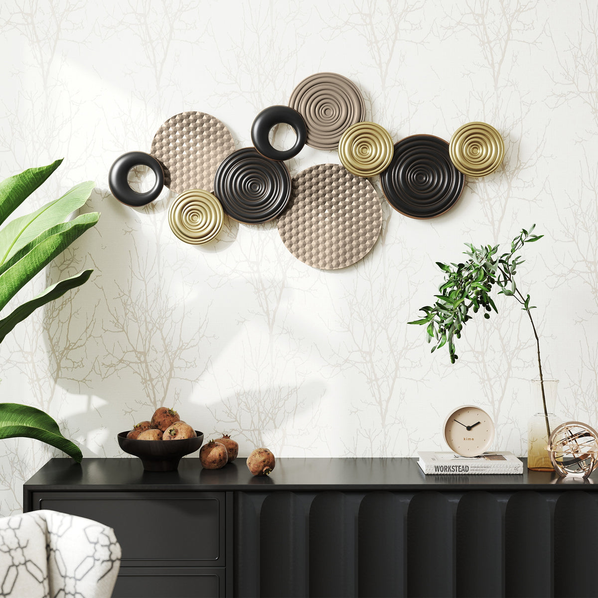 HOMCOM Metal Wall Art, Large 3d Wall Sculpture For Living Room Dining Room