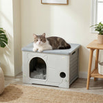 PawHut Cat House Stackable Cat Bed For Indoor Outdoor Grey