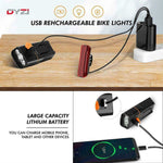 Dyzi Rechargeable Bike Lights Set Waterproof Bicycle Front And Back Lights With Powerbank