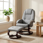 Recliner Chair With Footstool, Swivel Recliner Armchair | Grey