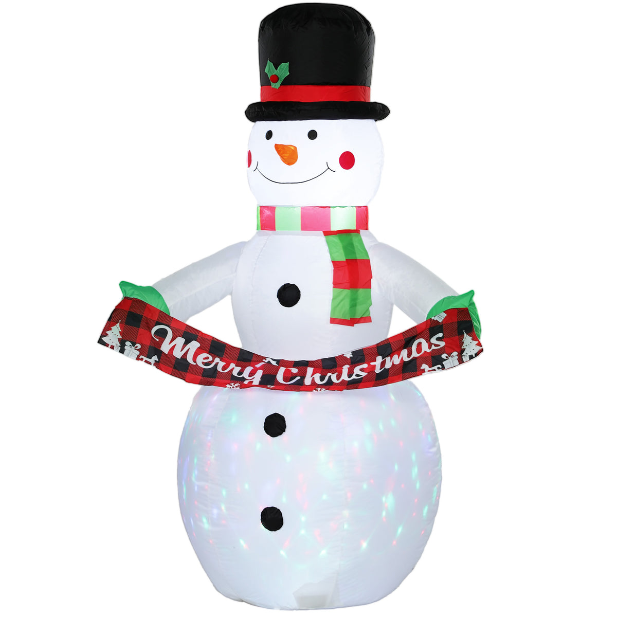 Outsunny Christmas Blow Up Snowman With Colourful Led Light