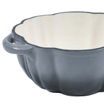 Enamelled Cast Iron Pumpkin Dutch Oven With Lid And Handles | Grey
