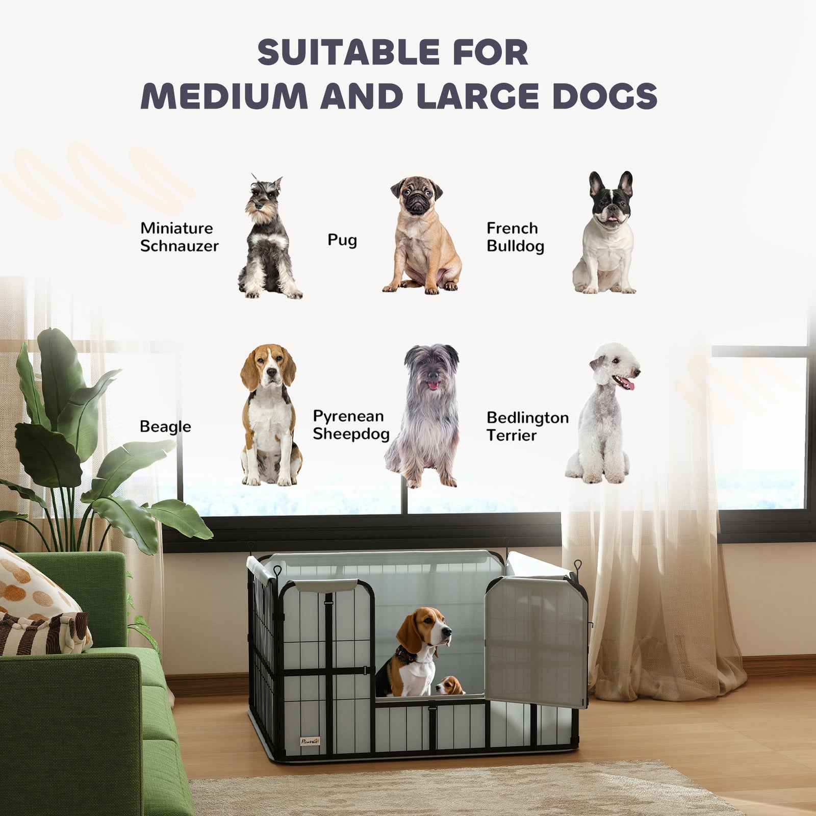 Dog Whelping Box W/ Washable Whelping Pad, Windproof Cloth, Black