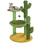 Cactus Tree For Indoor Cats, Modern Cat Tower With Hammock, Green